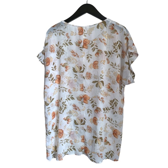 Umgee Women's Top Size Small Floral Sheer Blouse with Fall Flowers - Picture 3 of 6
